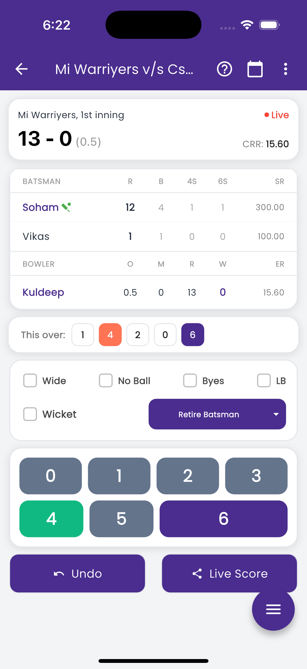 CrickMatch Live Scoring